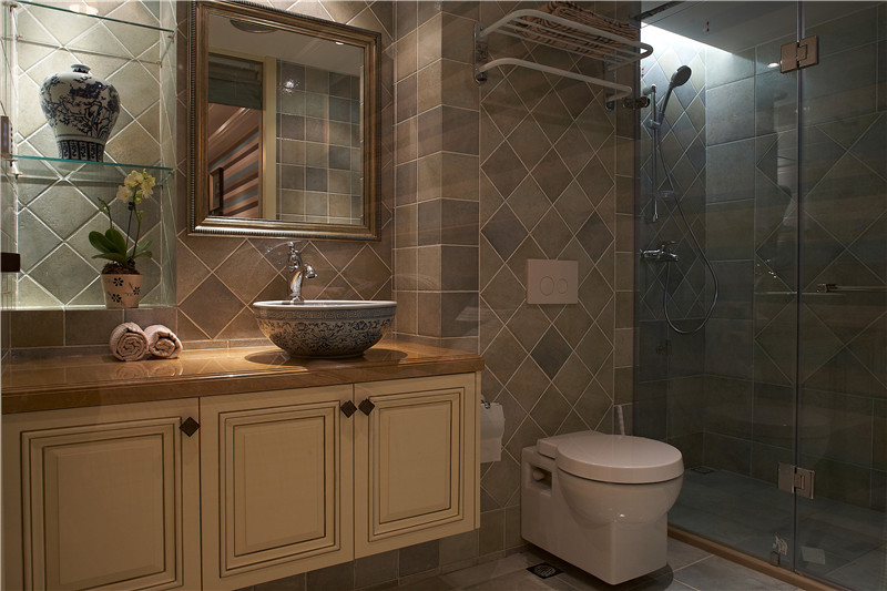 405平新中式轻奢别墅装修效果图,140平方别墅中式楼梯装修效果图