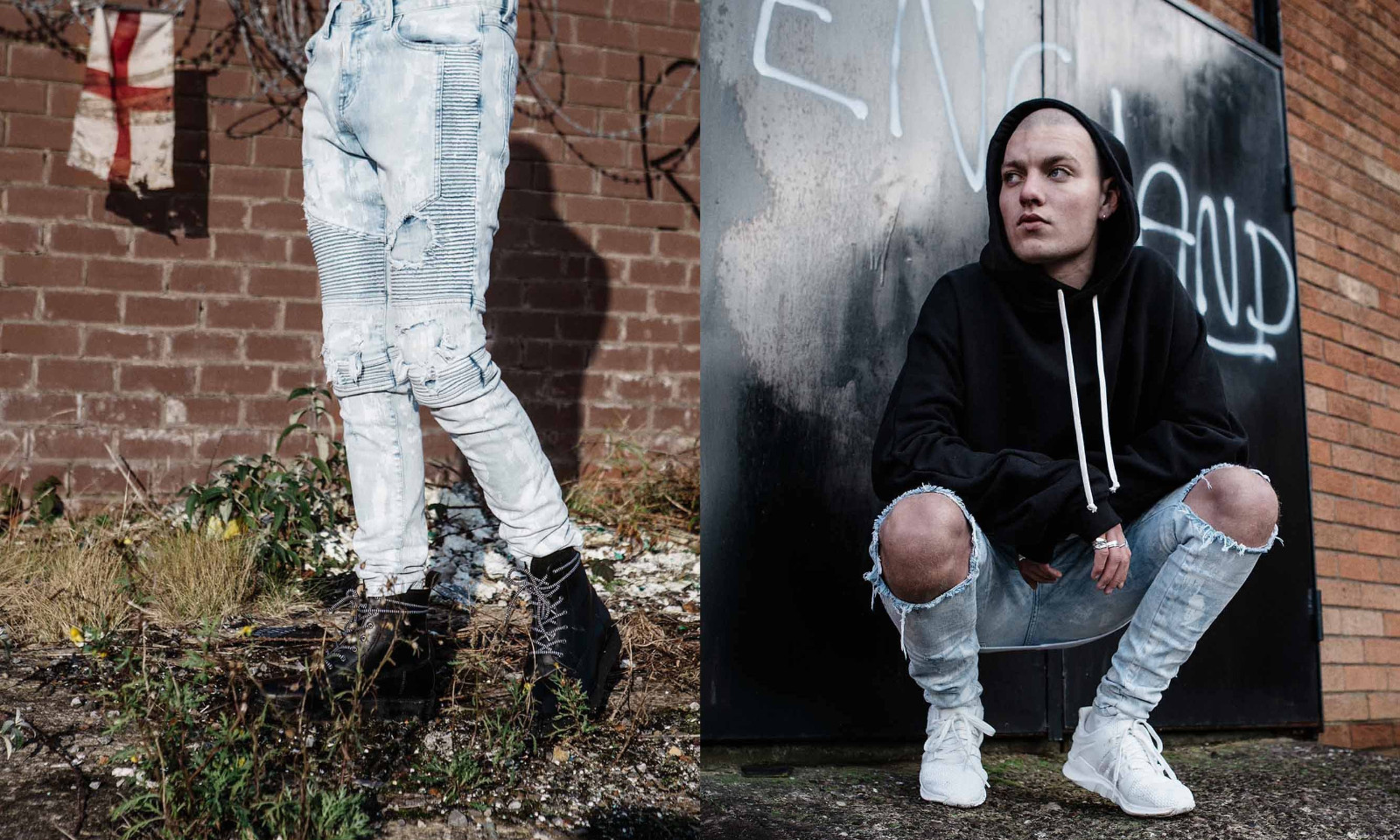 高街潮牌牛仔破洞外套,潮牌高街风字母印花破洞卫衣男女