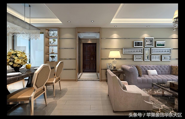 苹果装饰装修案例,绿地中心93平米装修效果图