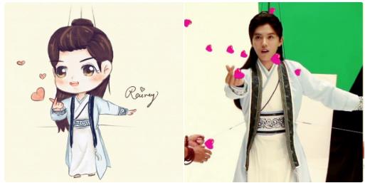 卡通人物鹿晗铅笔画,画风少年感十足的画