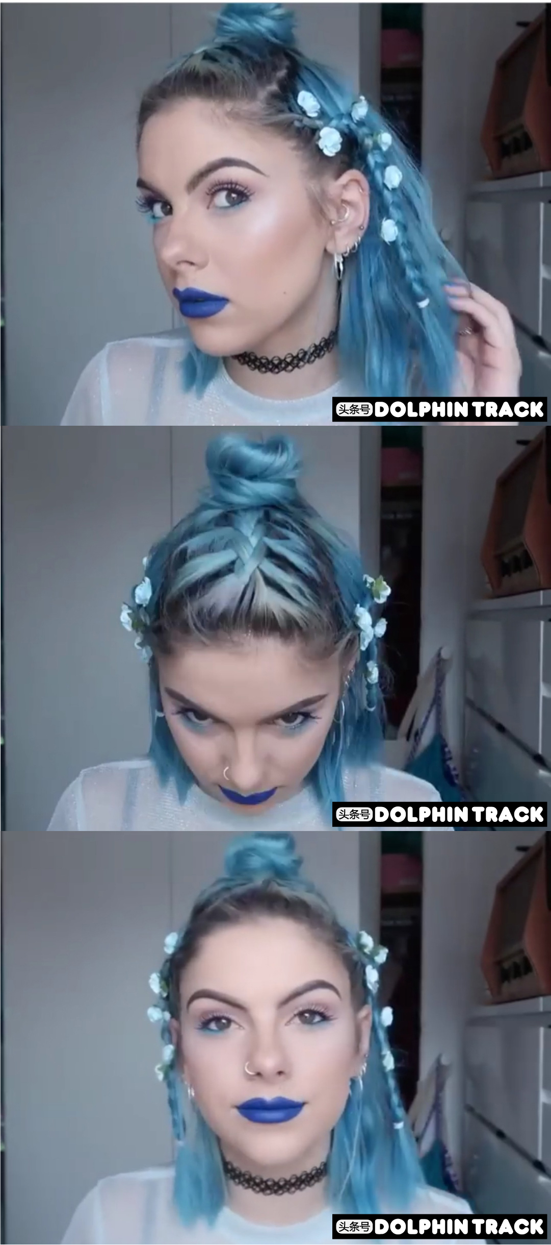 法式珍珠发带短发编发教程,适合中短发的编发ins