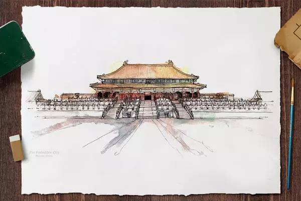 世界十大建筑画在一幅画里,中国顶级建筑水彩画