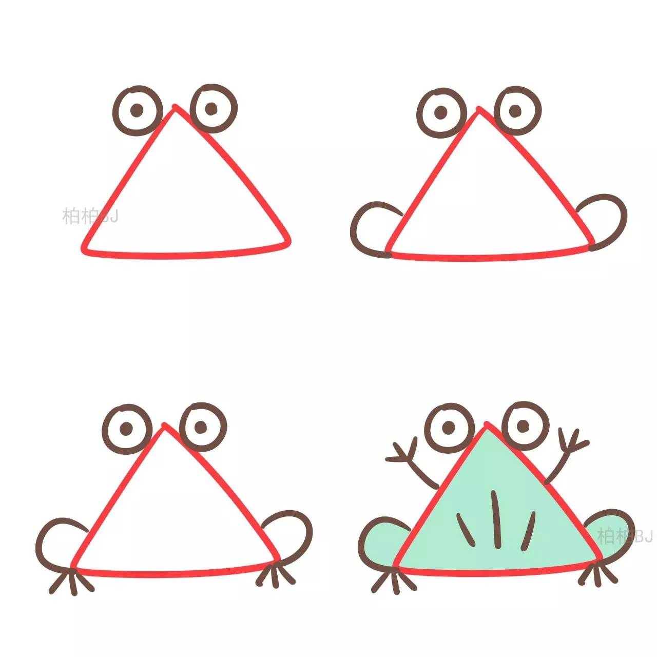 三年级简笔画趣味思维图,三角形创意简笔画