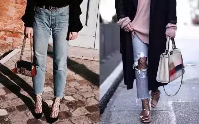 渔网袜潮酷搭配,破洞渔网袜穿搭