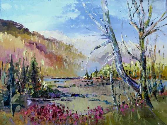 美国画家詹姆斯雷诺兹风景油画,伊万特利法恩油画作品