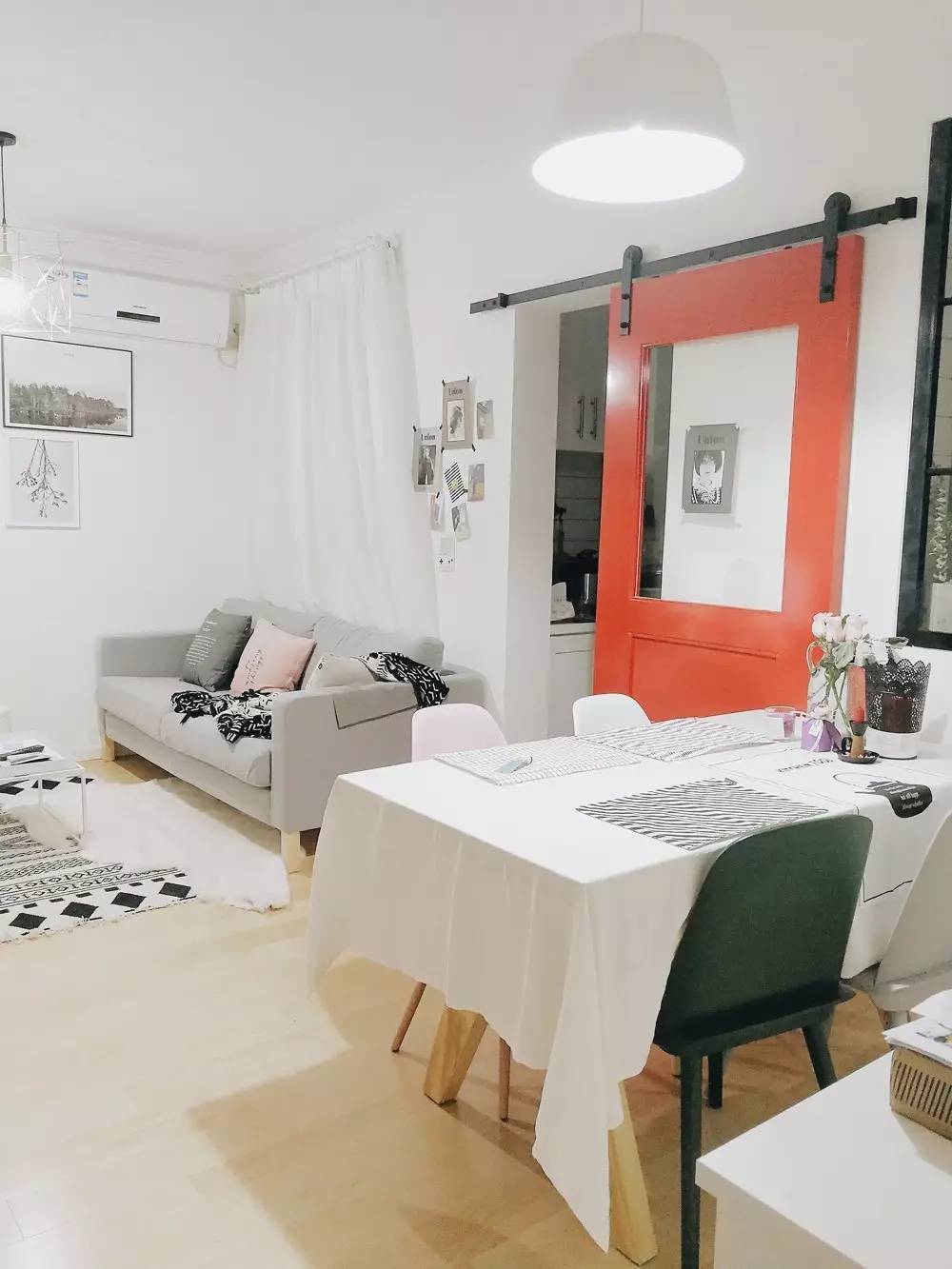 她改了两扇门，将家装成网图中的模样