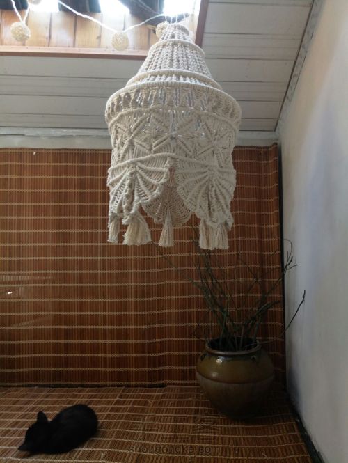 镂空花灯罩编织视频,手工编织棉线灯罩教程