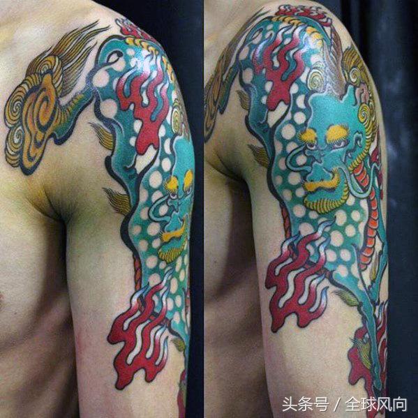 麒麟上云纹身图片大全,麒麟的纹身图案大全