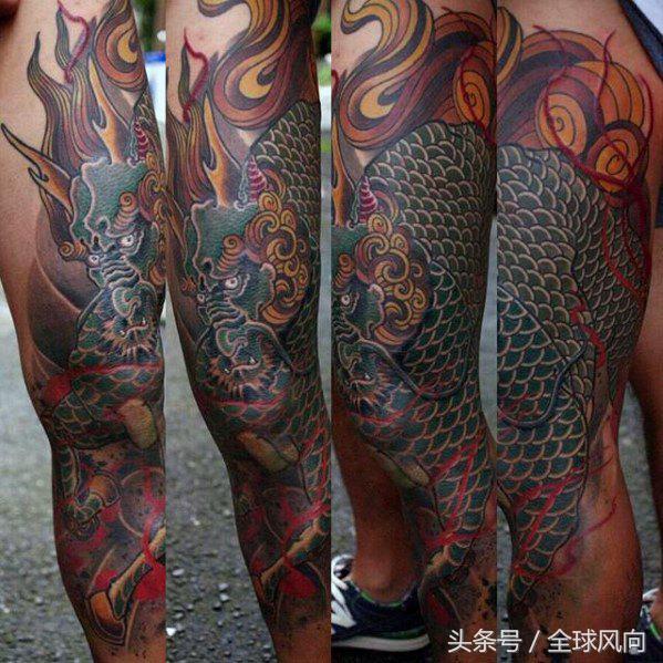 麒麟上云纹身图片大全,麒麟的纹身图案大全