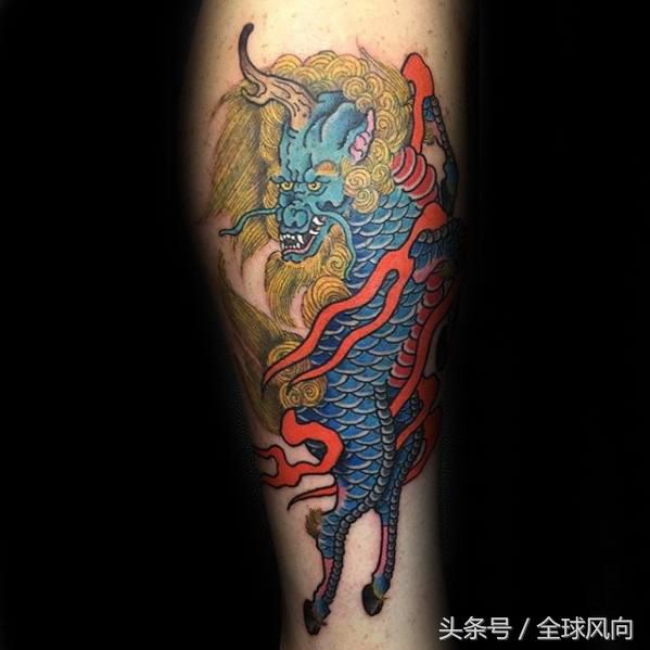 麒麟上云纹身图片大全,麒麟的纹身图案大全