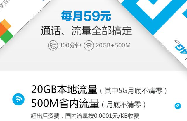 中国电信“流量壕卡”20G超大流量+5G月底不清零+300分钟通话，仅需59元！