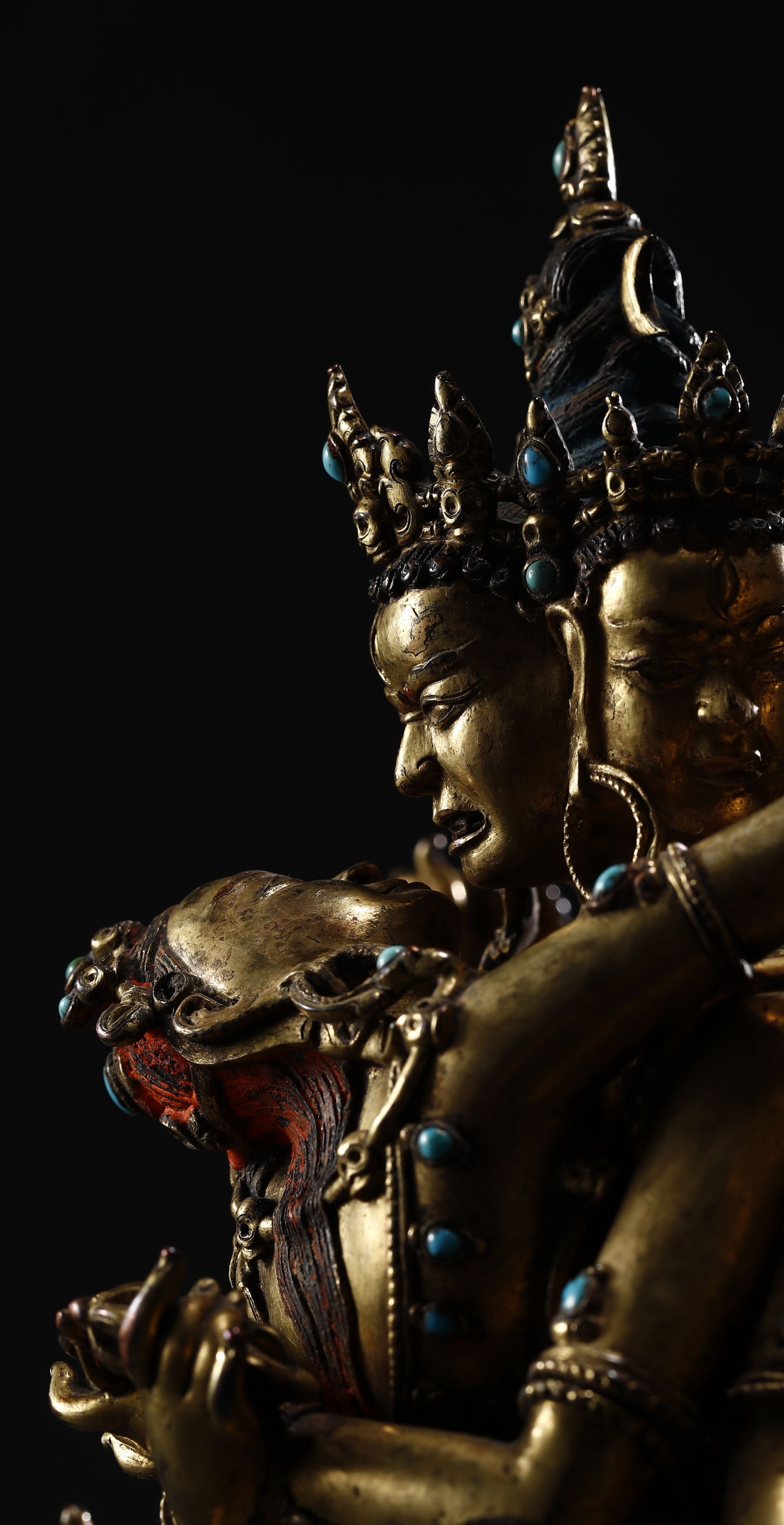 鎏金铜镶宝石佛像图片,铜鎏金胜乐金刚像