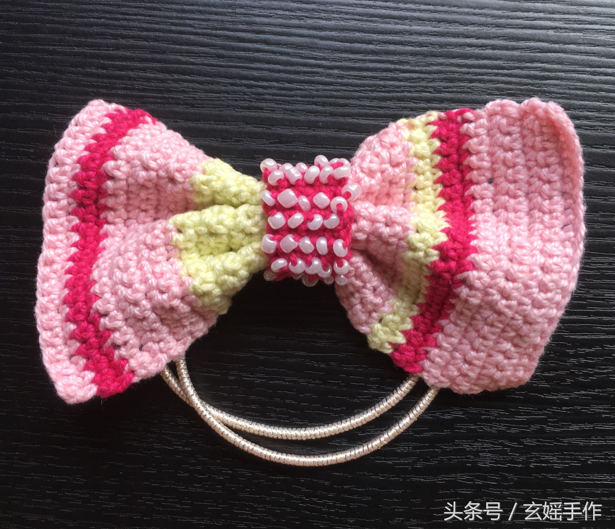 头花发饰新款蝴蝶结,钩针编织蝴蝶结头花发夹