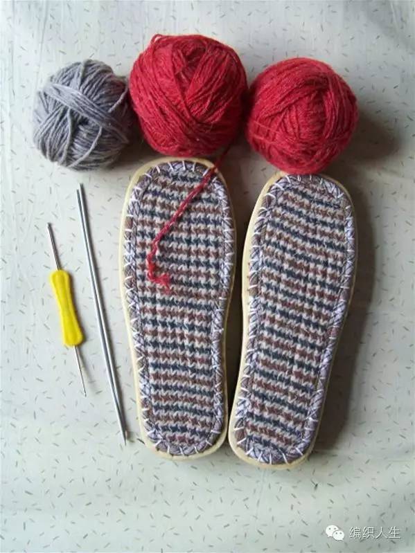 棒针毛线拖鞋编织教程全过程简单,毛线拖鞋棒针水草花编织视频