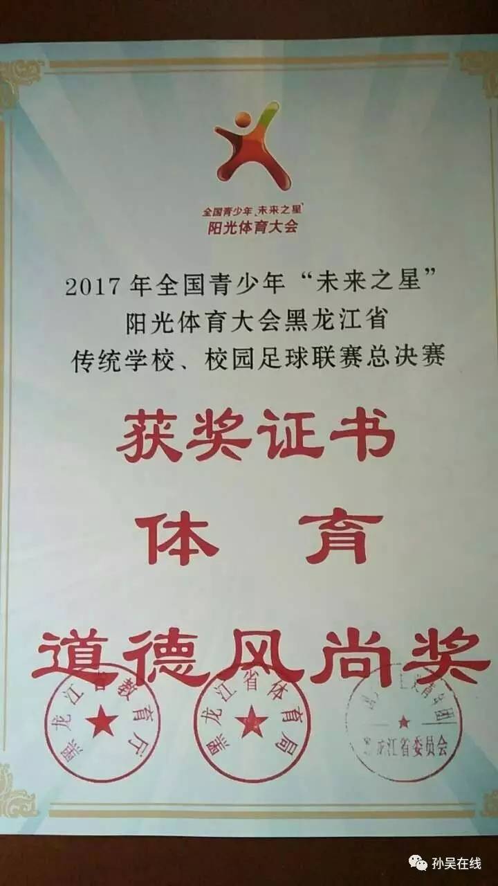 「喜报」县第二中学代表队在2017年全国青少年“未来之星”阳光体育大会黑龙江省分会场暨传统校、校园足球总决赛中荣获亚军
