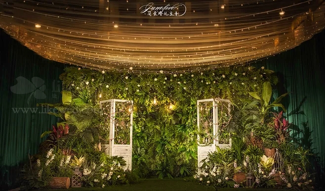 户外婚礼场景布置效果图,红色系婚礼户外布置场景