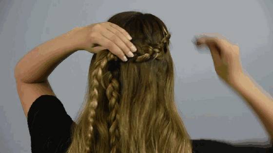 仙女式花环编发,戴头顶花环编发教程图解