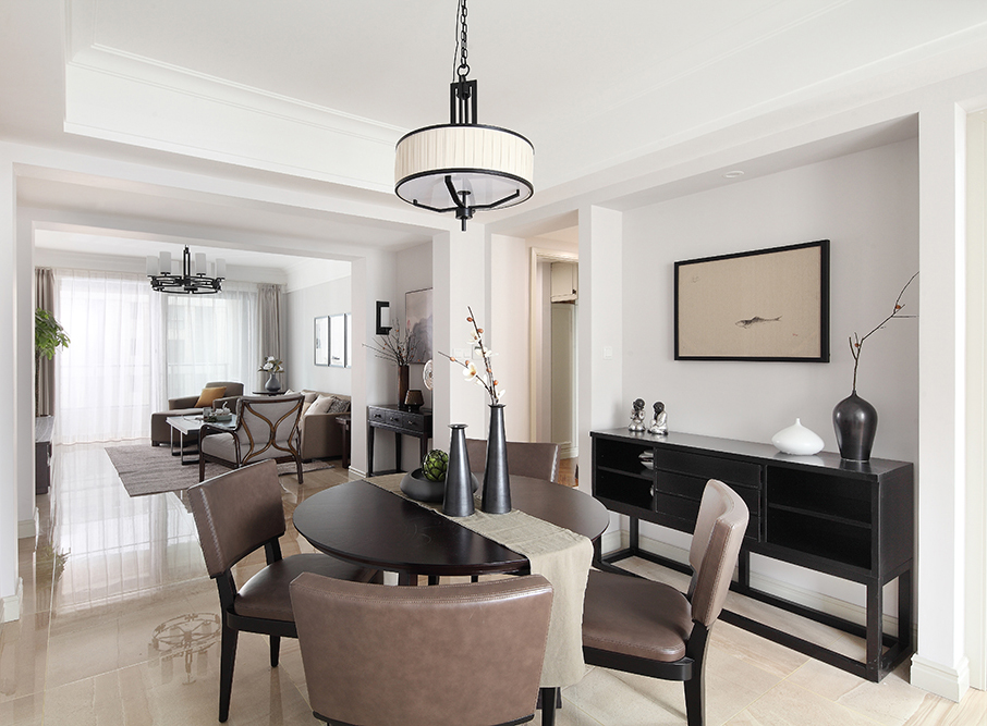 清新淡雅中的禅韵，无锡尚锦城，109平简约中式实景，半包6万