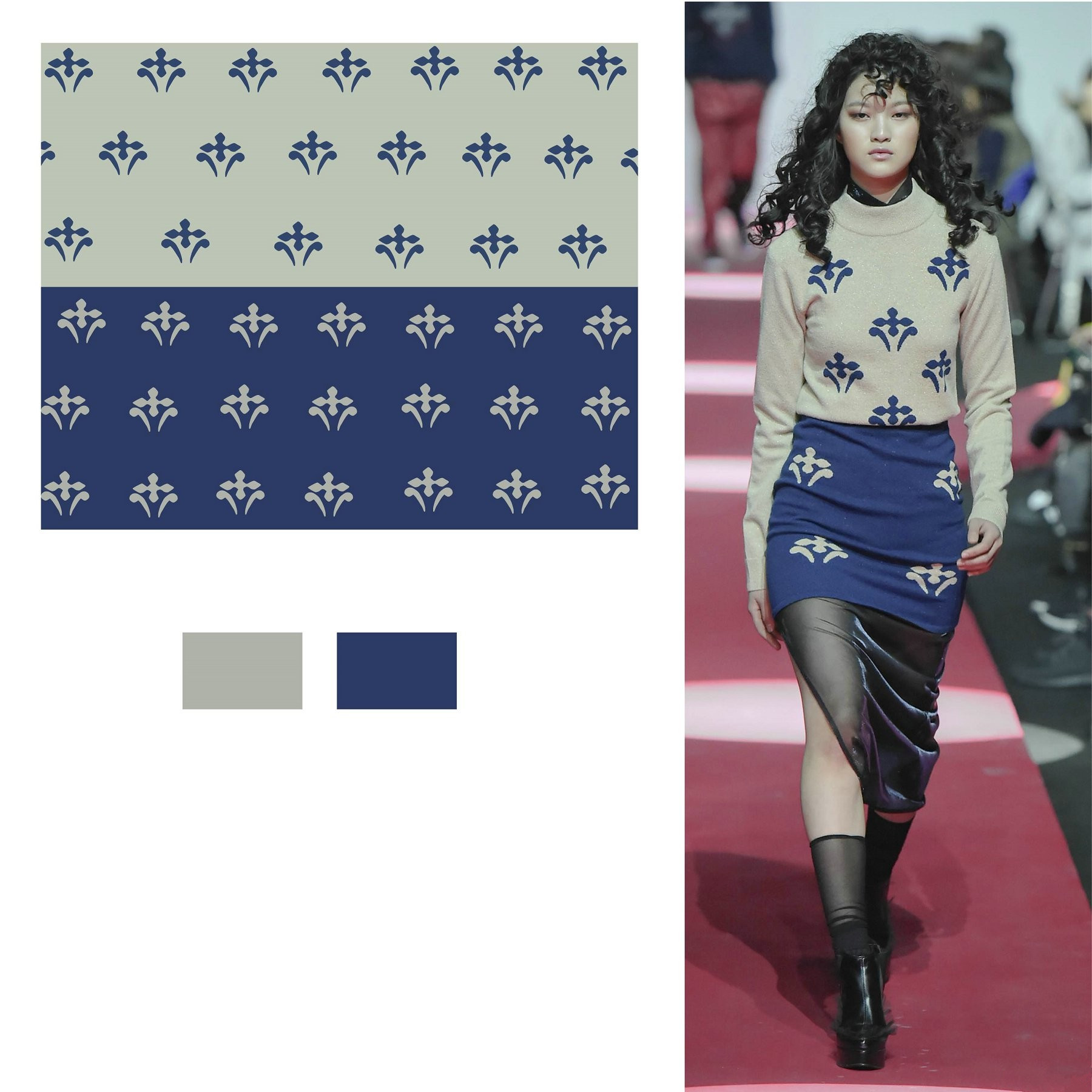 秀场系列服装配色效果图,彩色印花时尚秀图片高清