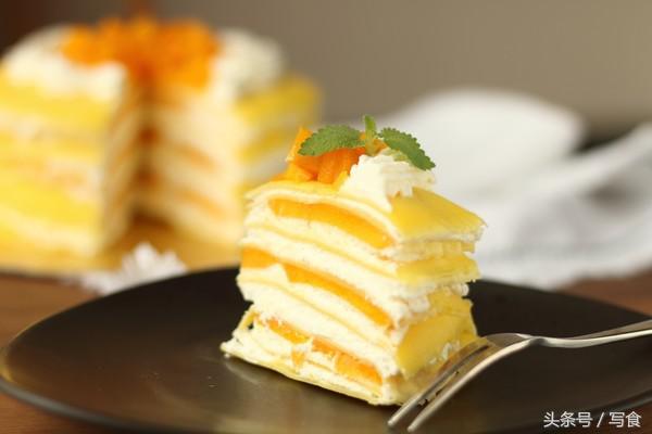吃七彩千层蛋糕,网红七彩千层蛋糕