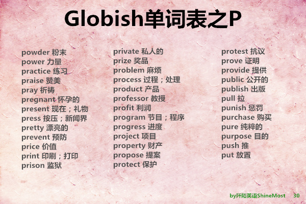 英文学习超级干货:Globish的1500个单词表之P