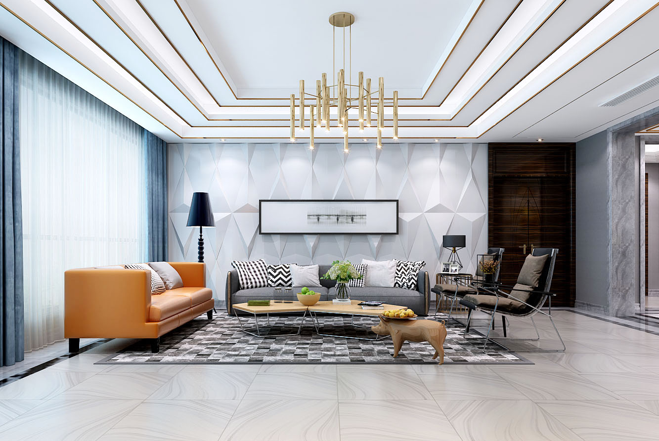 大面积卧室装修北欧轻奢效果图,北欧轻奢简约线条椭圆餐桌桌布