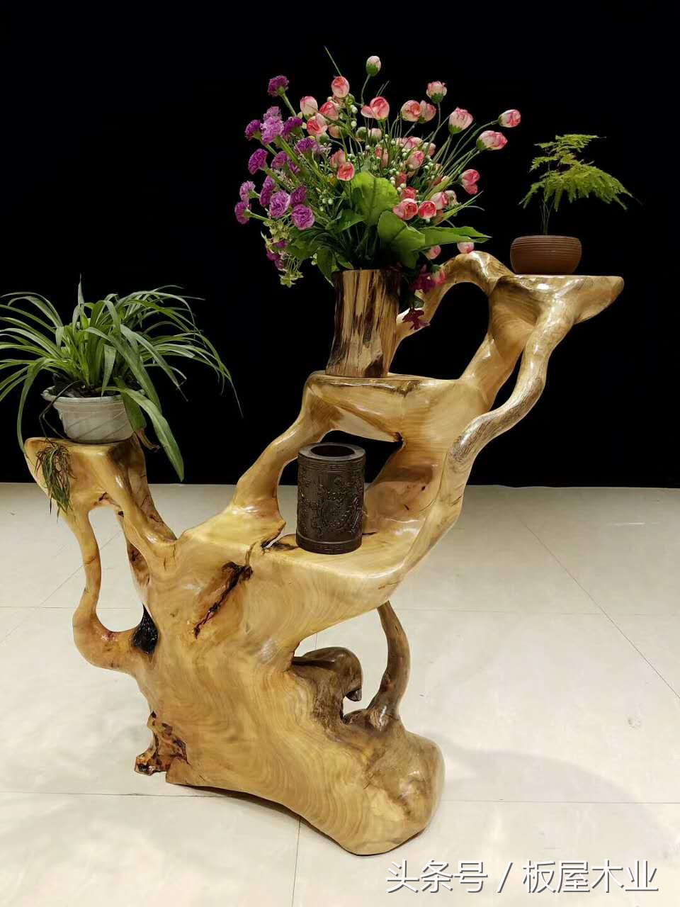 根雕花架大全,客厅摆放根雕有什么讲究