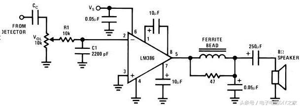 lm386话筒防啸叫电路图,用lm386制作的收音机电路图