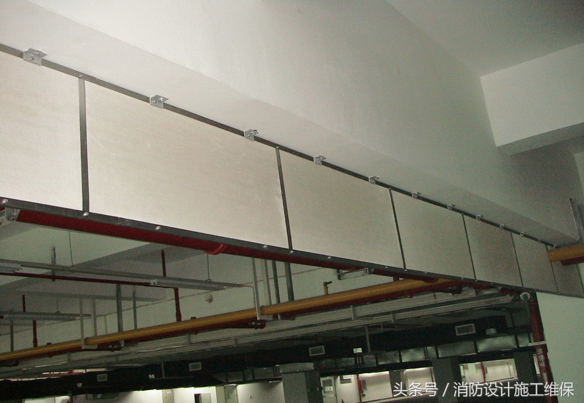 排烟系统挡烟垂壁实操,地下汽车库防烟分区