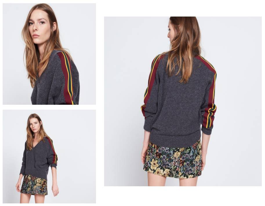 驼色条纹毛衫搭配,条纹长袖毛衣怎么穿