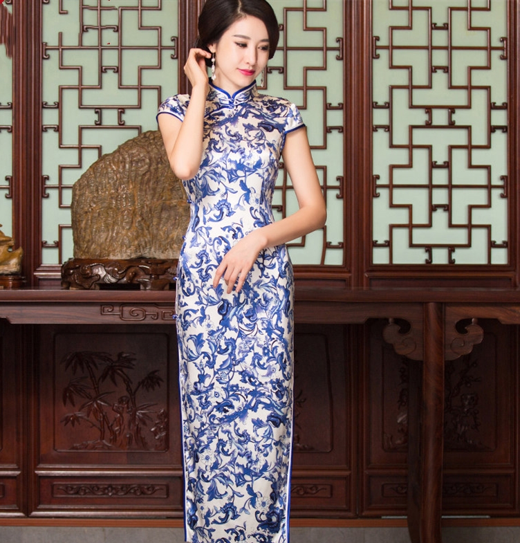 旗袍古韵唯美意境青花瓷,青花瓷复古风旗袍