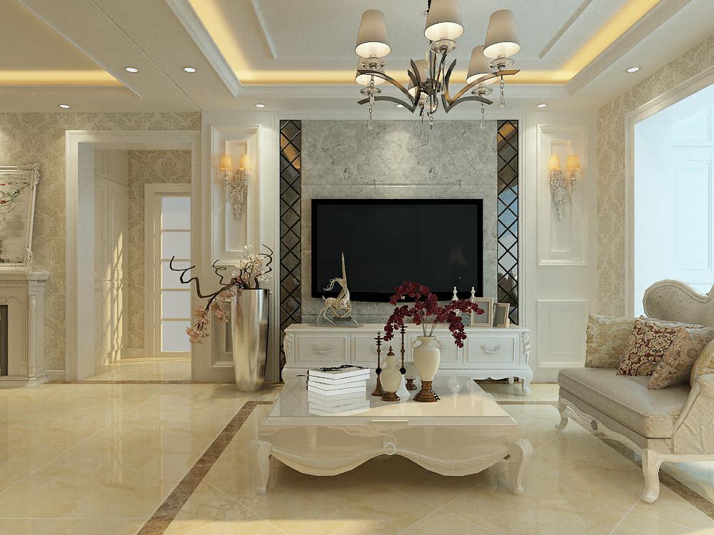 金地檀溪一楼带院,135平方欧式轻奢装修风格