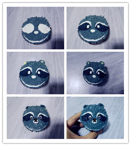 一看就会，立体奶油霜裱花，卡通小浣熊杯蛋糕