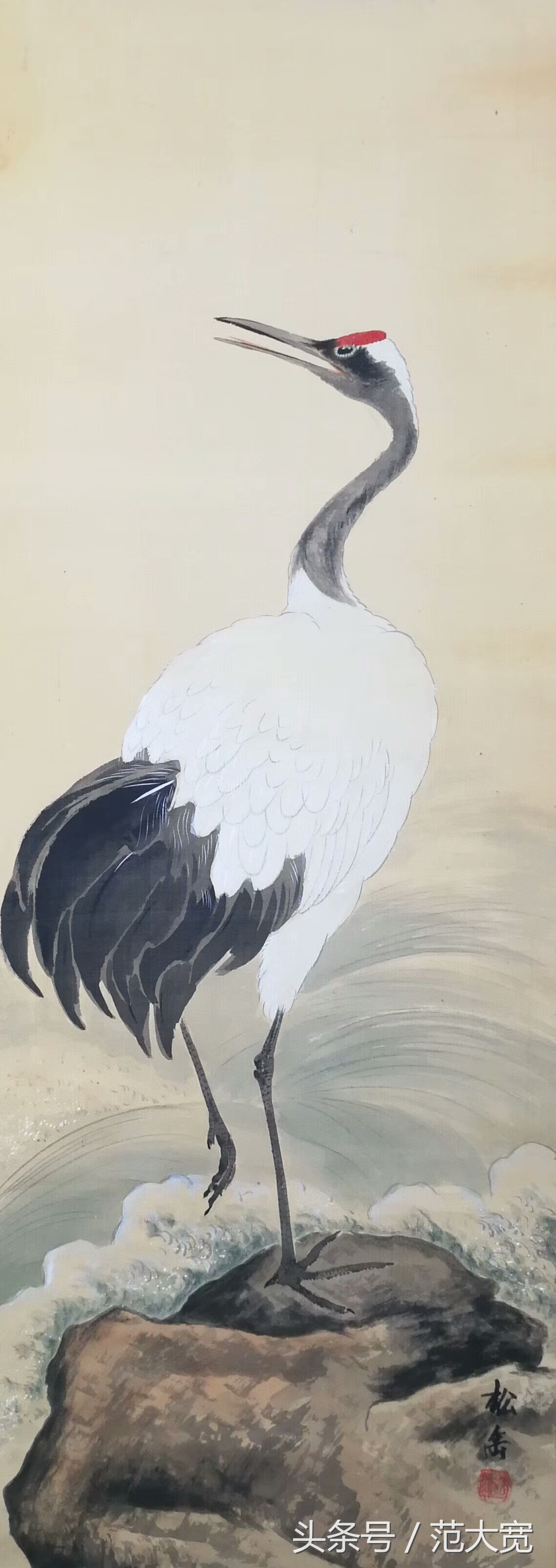 日本画师画仙鹤,仙鹤画作讲解