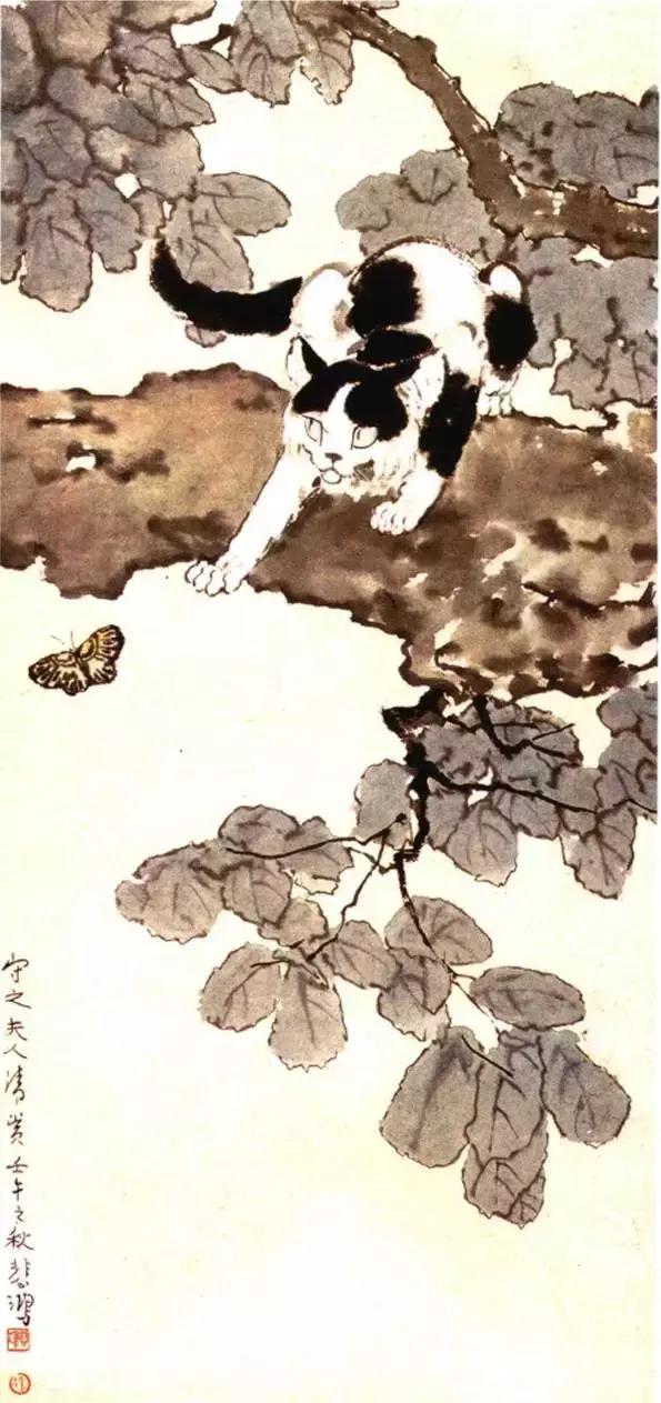 徐悲鸿画猫作品欣赏,徐悲鸿画马谁画鸡