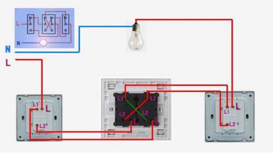 单控三控开关接线图实物图,电工单开四控接线方法