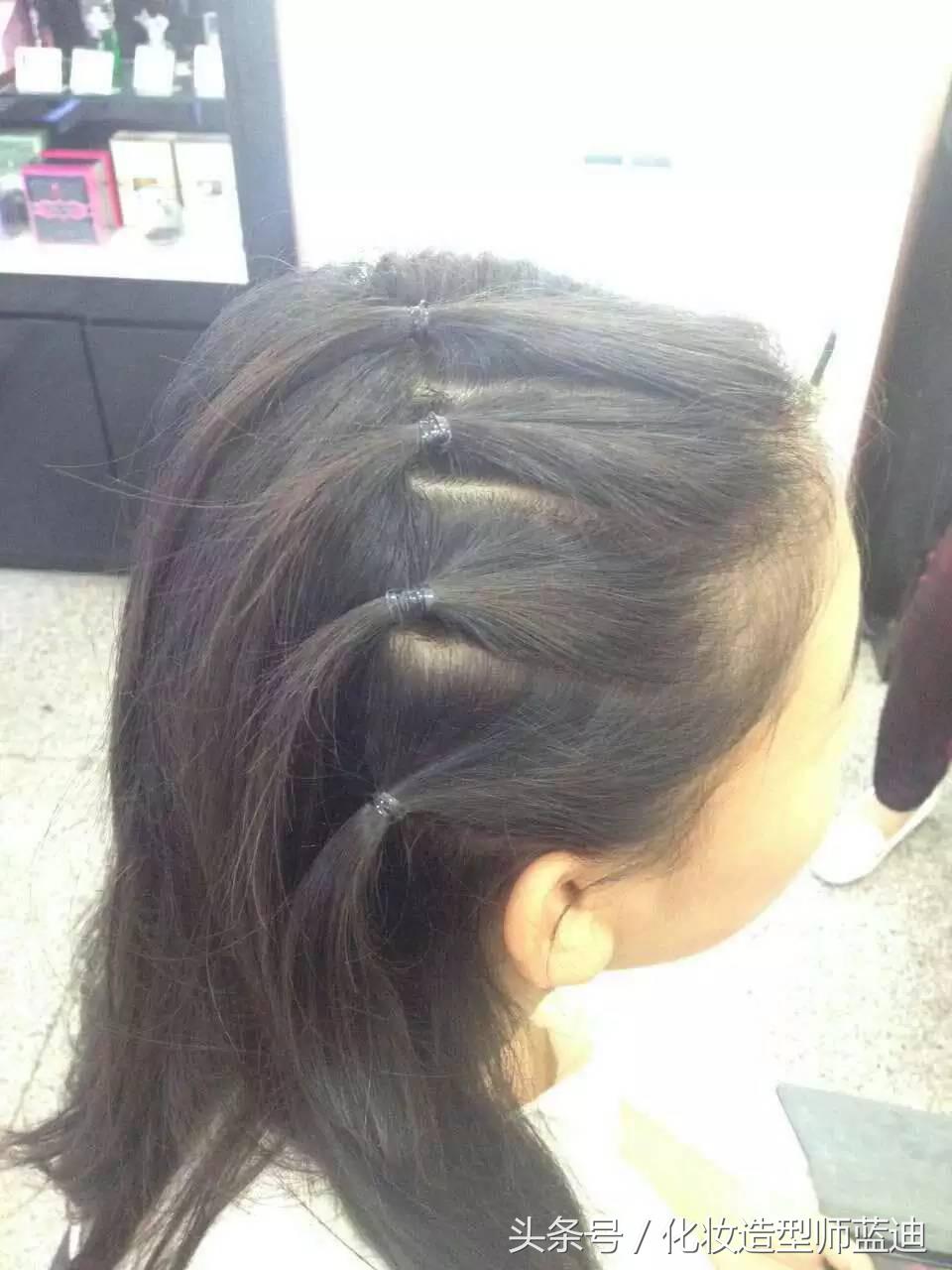 编发教程拉拉队,三股瀑布辫编发步骤图解