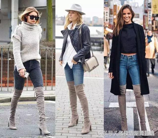 黑色过膝靴搭配抹胸裙,黑色过膝靴搭配图片