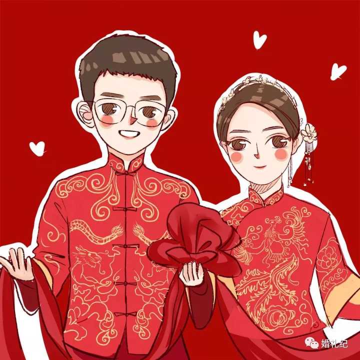 q版婚礼logo头像设计,插画头像手绘婚礼