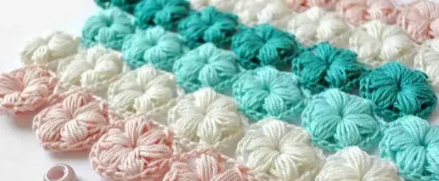 用毛线做泡芙花毯,泡芙花毯钩织教程