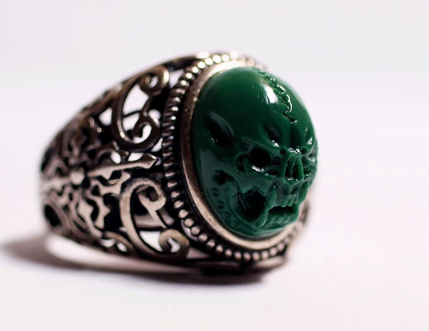 北工牙雕大师作品,喀什纯黄铜手工制作戒指