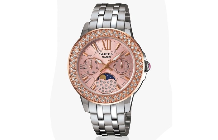 卡西欧女表sheen系列石英表4039,casio卡西欧运动休闲防水石英女表