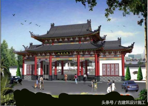 仿古门楼设计效果图大全,小区仿古牌坊门楼钢结构