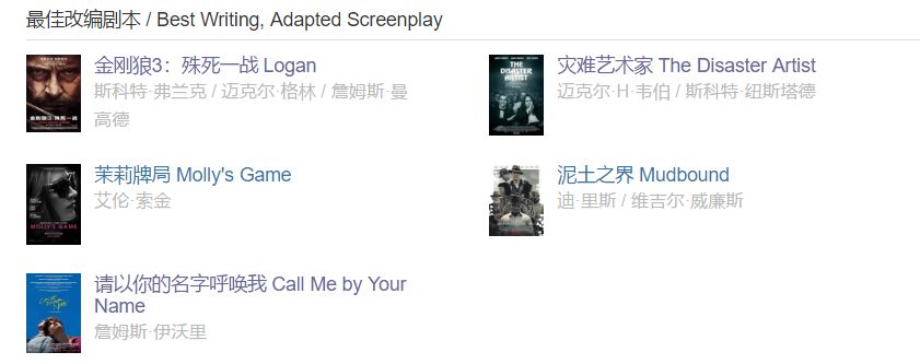 第90届奥斯卡获奖电影,第90届奥斯卡完整获奖名单