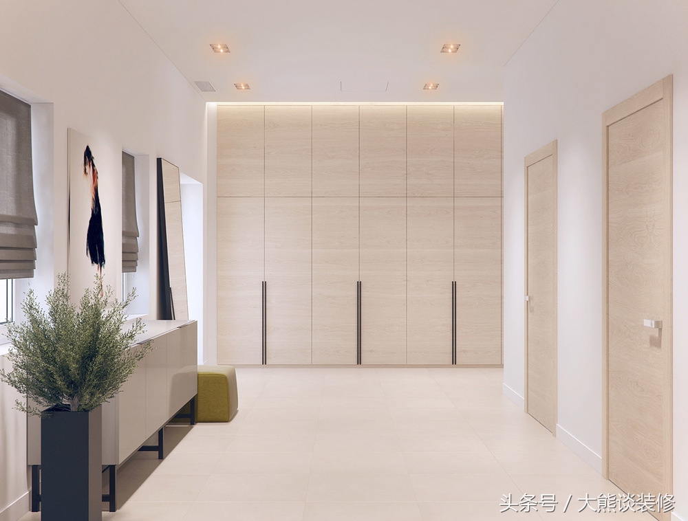 原木色木门搭配白色踢脚线,白色的墙木门颜色搭配效果图