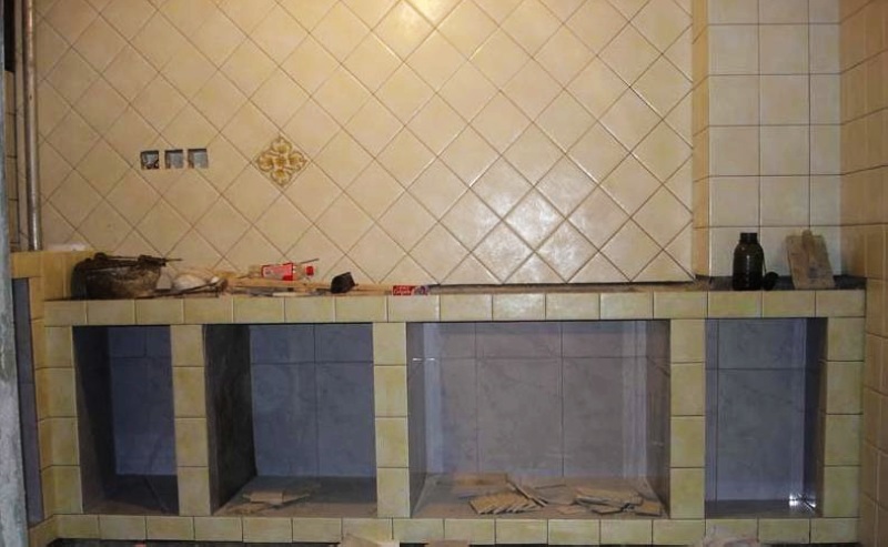 砖砌橱柜不做柜门怎么做才美观,砖砌橱柜如何免拉手