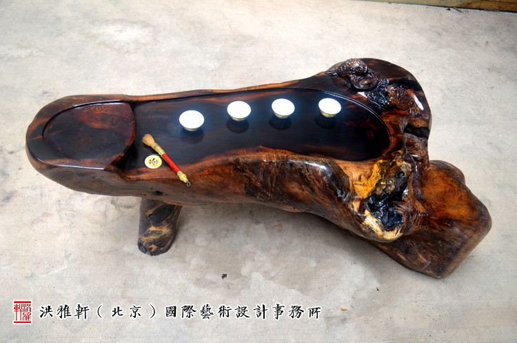 名匠实木小茶几鸡翅木,老榆木树根雕茶几