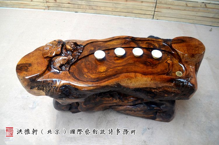 名匠实木小茶几鸡翅木,老榆木树根雕茶几