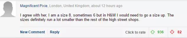 妹纸在网上痛斥HM的尺码有问题，没想到遭殃的人可真不少
