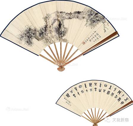 扇面作品65幅扇子拍卖价格,清代十三行檀香折扇拍卖价格